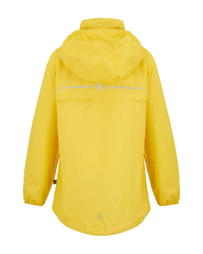 Yellow coloured Mac In A Sac Origin Childrens Mini Packable Waterproof Jacket on white background 