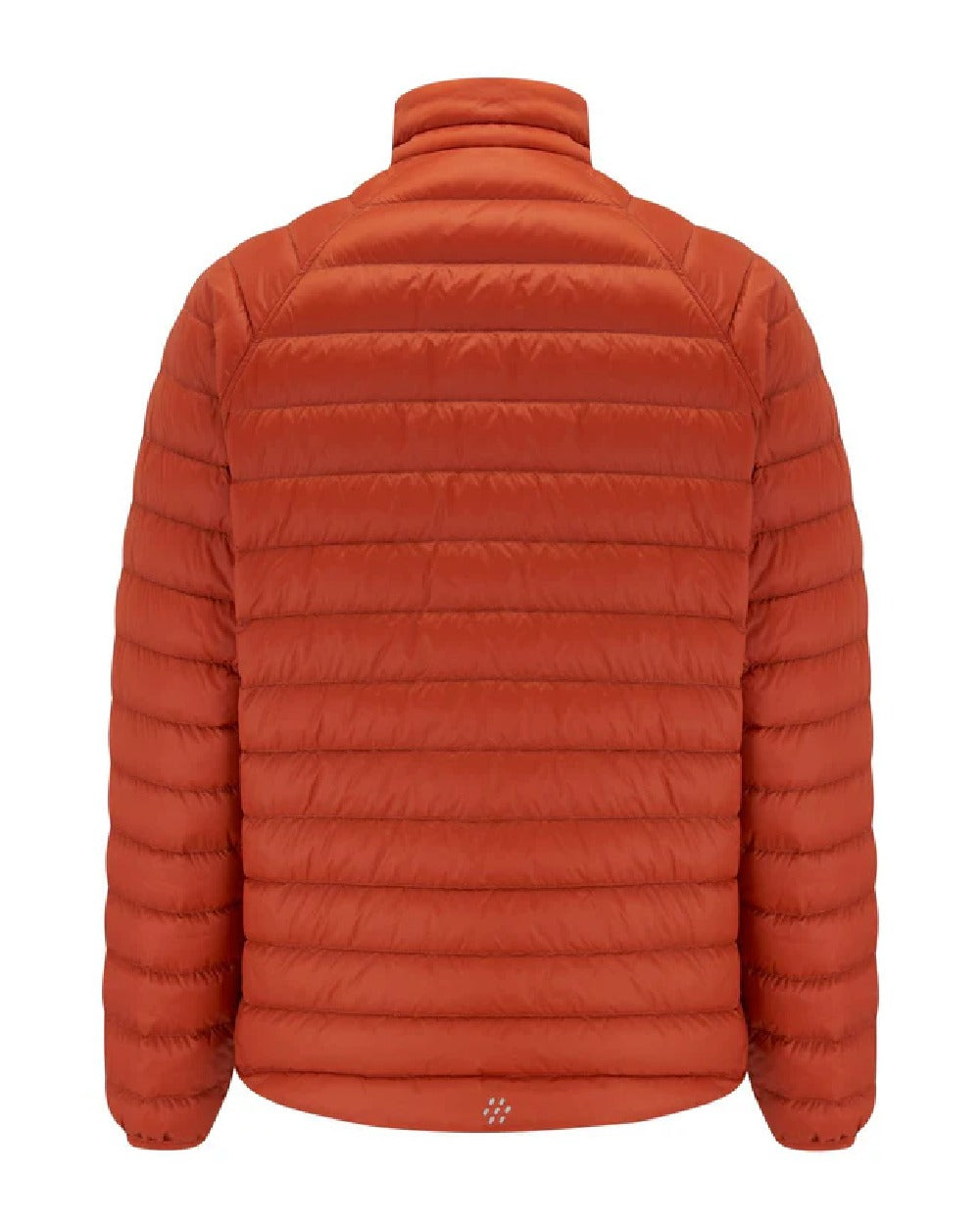 Burnt Orange Grey coloured Mac In A Sac Packable Mens Polar Down Jacket on white background 