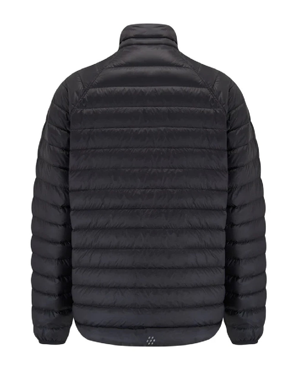 Jet Black Charcoal coloured Mac In A Sac Packable Mens Polar Down Jacket on white background 