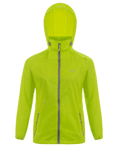 Lime Punch coloured Mac In A Sac Packable Origin Waterproof Jacket on white background 