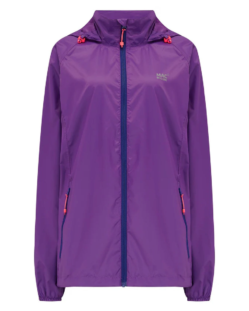 Purple coloured Mac In A Sac Packable Origin Waterproof Jacket on white background 