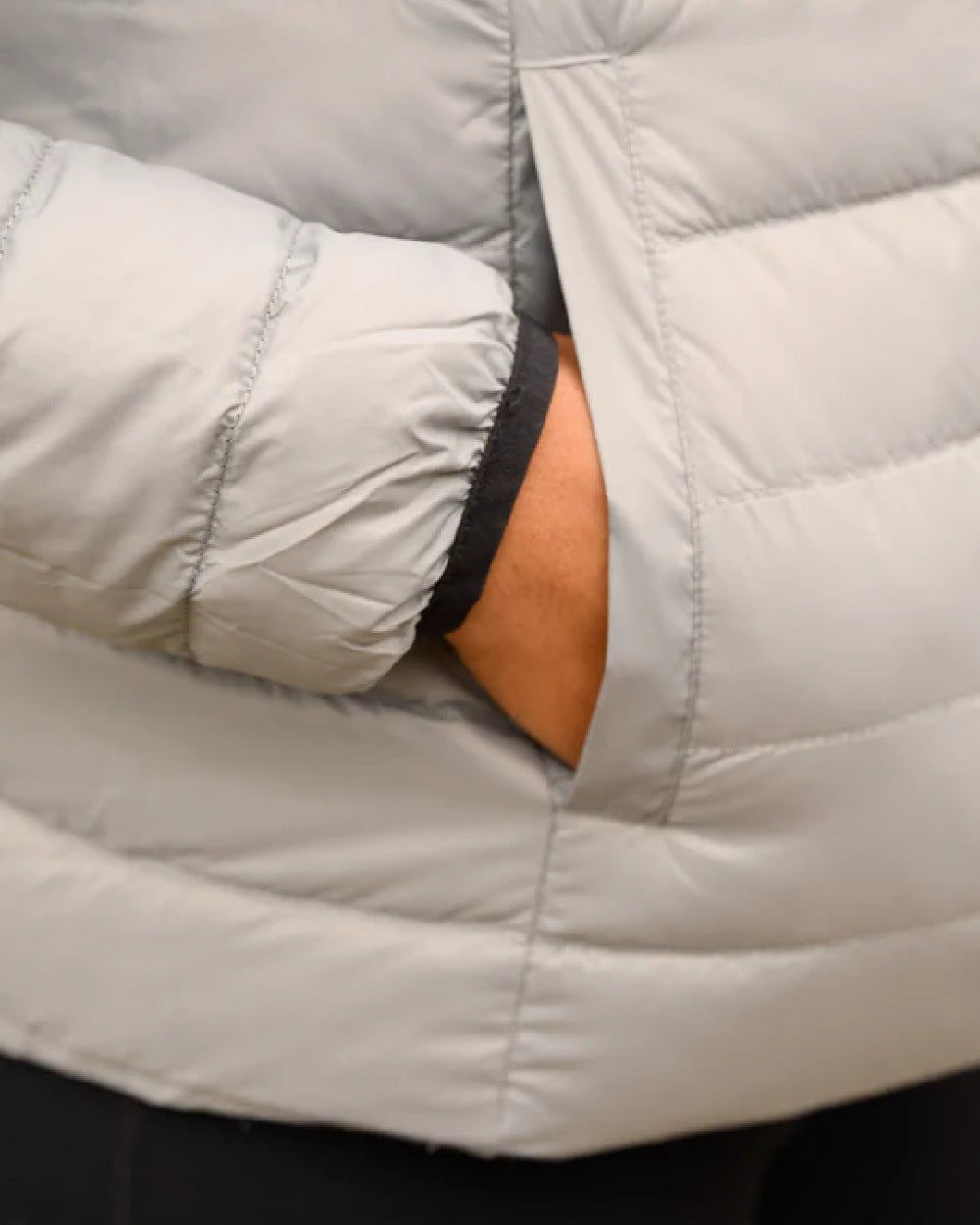 Black Grey coloured Mac In A Sac Packable Womens Down Jacket on white background 