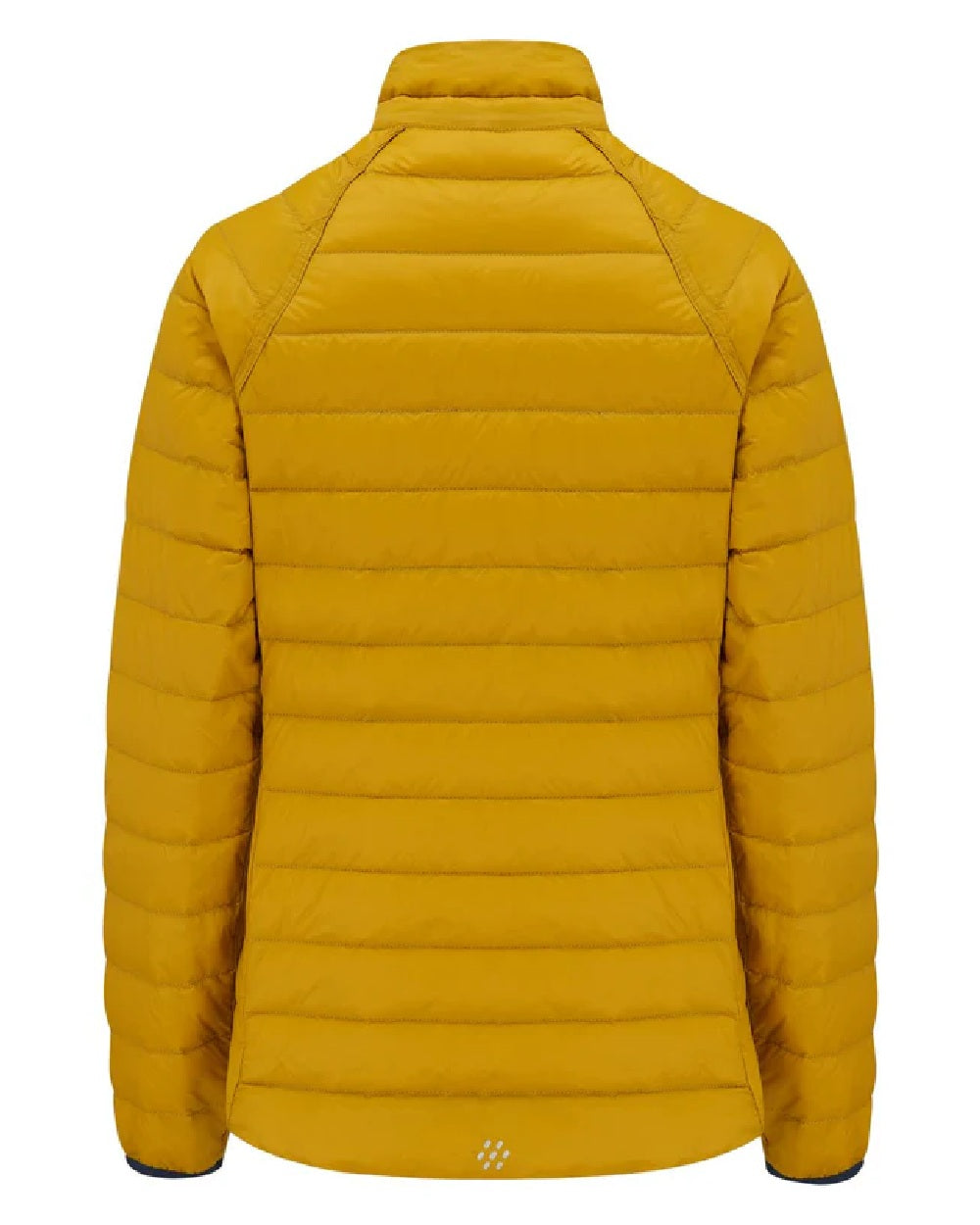 Navy Mustard coloured Mac In A Sac Packable Womens Down Jacket on white background 