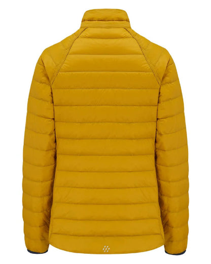 Navy Mustard coloured Mac In A Sac Packable Womens Down Jacket on white background 