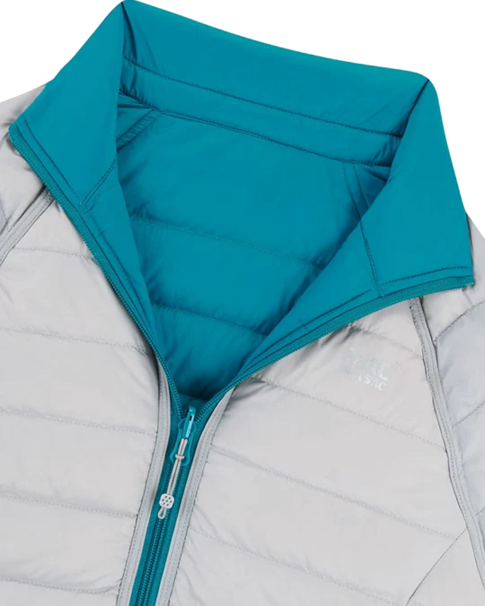 Petrol Soft Grey coloured Mac In A Sac Packable Womens Down Jacket on white background 