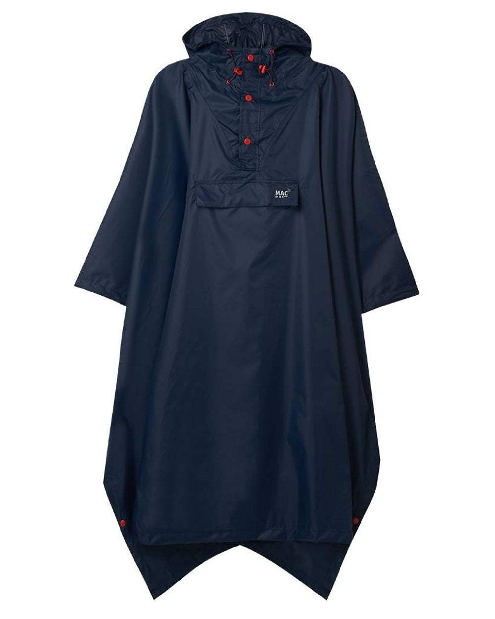 Navy coloured Mac In A Sac Waterproof Poncho on a white background 