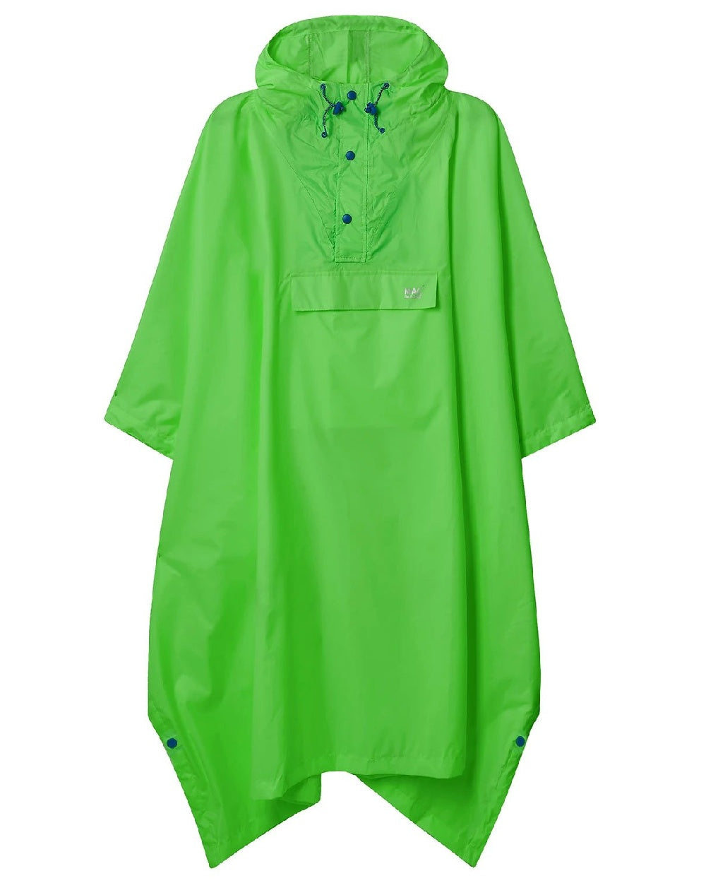 Neon green coloured Mac In A Sac Waterproof Poncho on a white background 