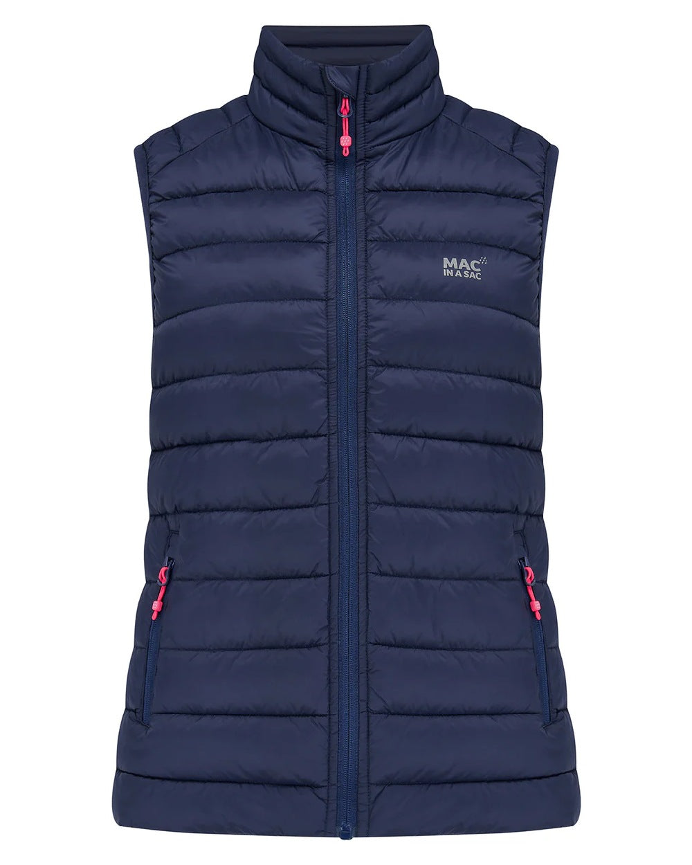 Navy Coloured Mac In A Sac Womens Synergy Gilet on white background 