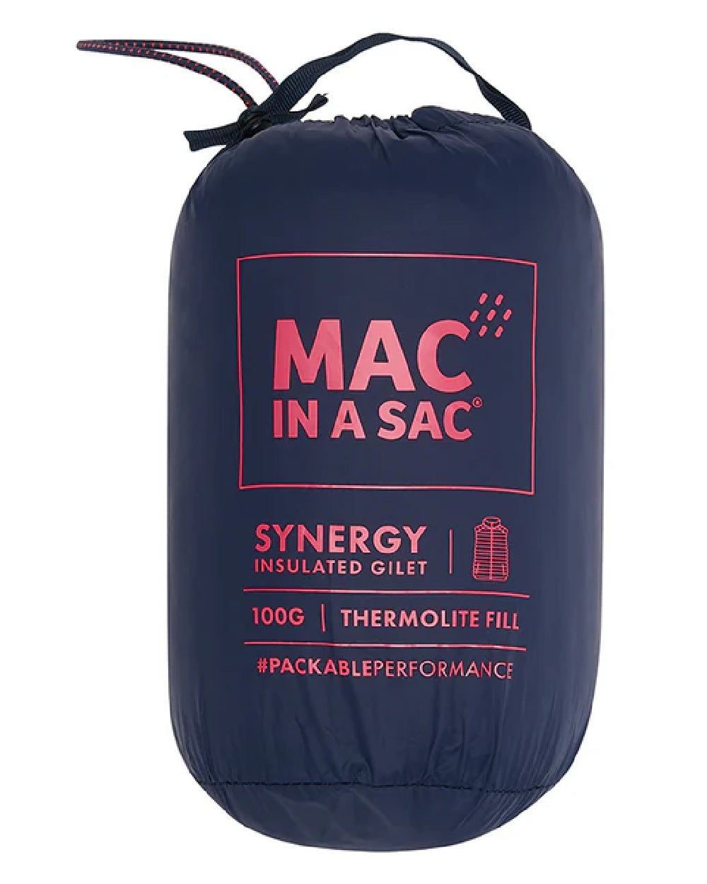 Navy Coloured Mac In A Sac Womens Synergy Gilet on white background 