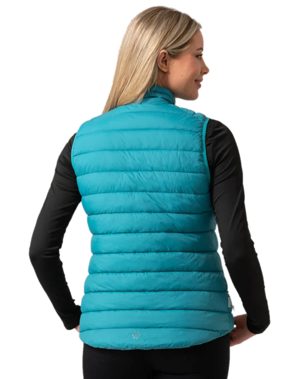Soft Teal Coloured Mac In A Sac Womens Synergy Gilet on white background 