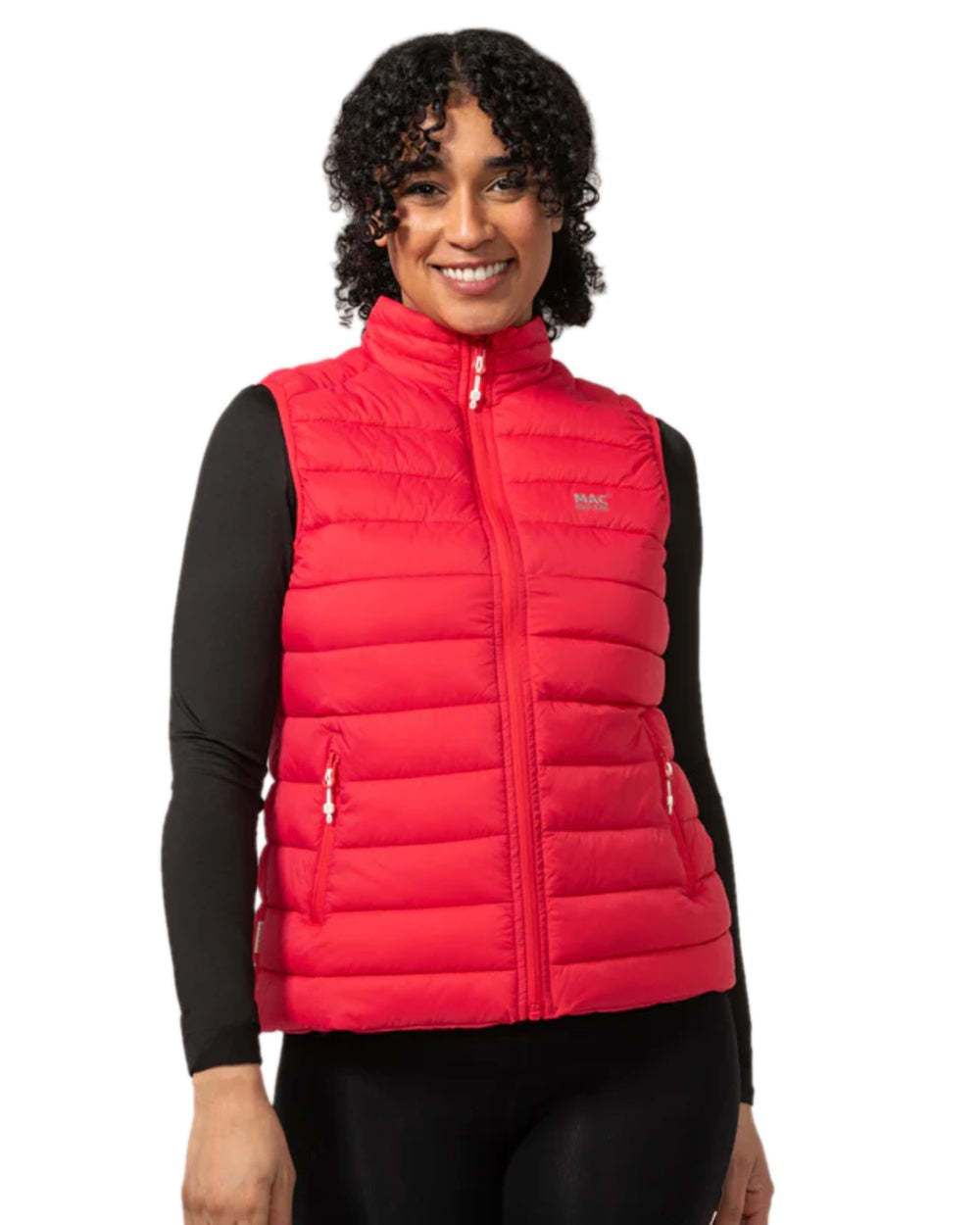 Watermelon Coloured Mac In A Sac Womens Synergy Gilet on white background 