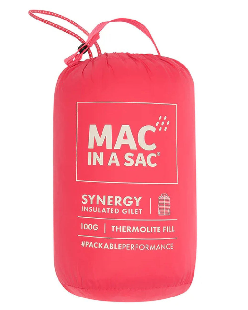 Watermelon Coloured Mac In A Sac Womens Synergy Gilet on white background 