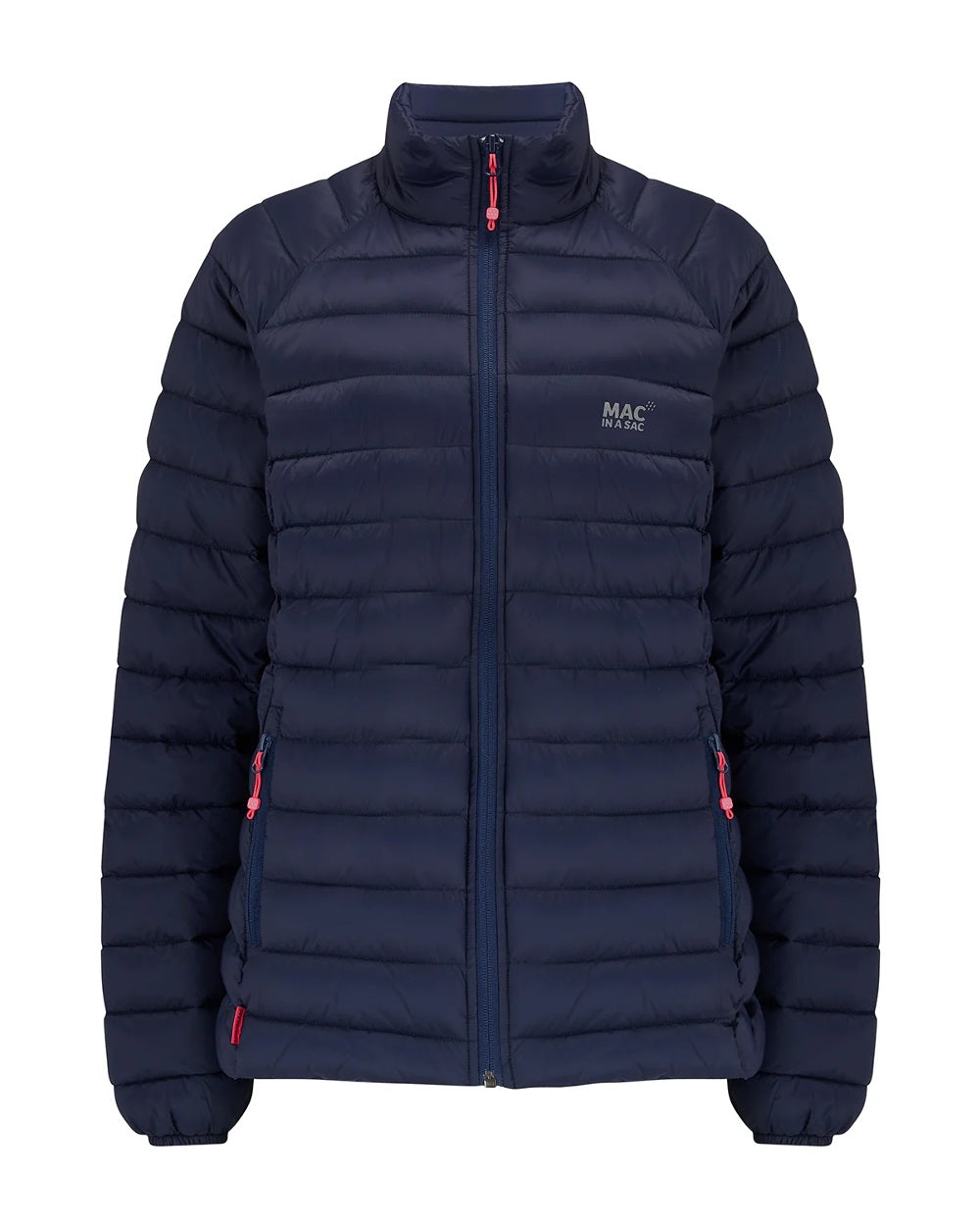 Navy coloured Mac In A Sac Womens Synergy Jacket on white background 
