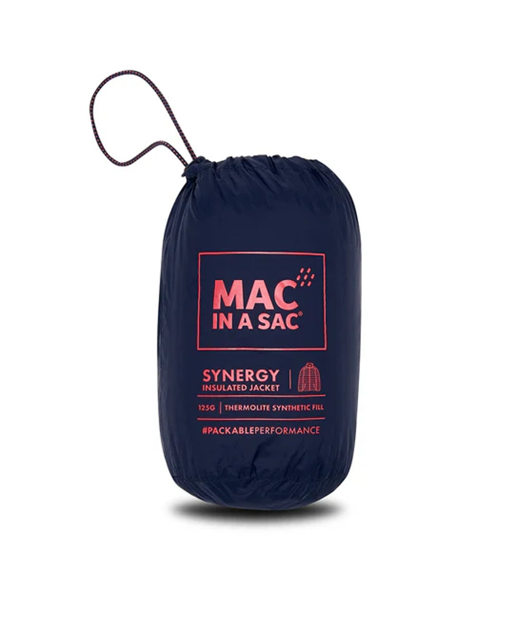 Navy coloured Mac In A Sac Womens Synergy Jacket on white background 