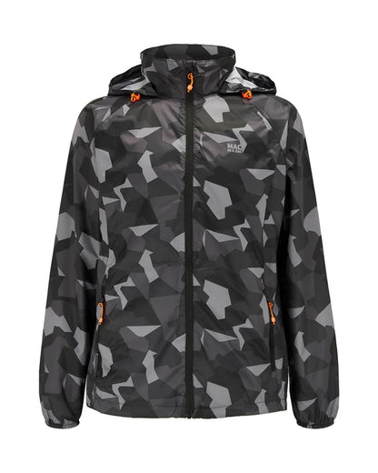 Black Camo coloured Mac In A Sac Packable Origin Camo Waterproof Jacket on white background 