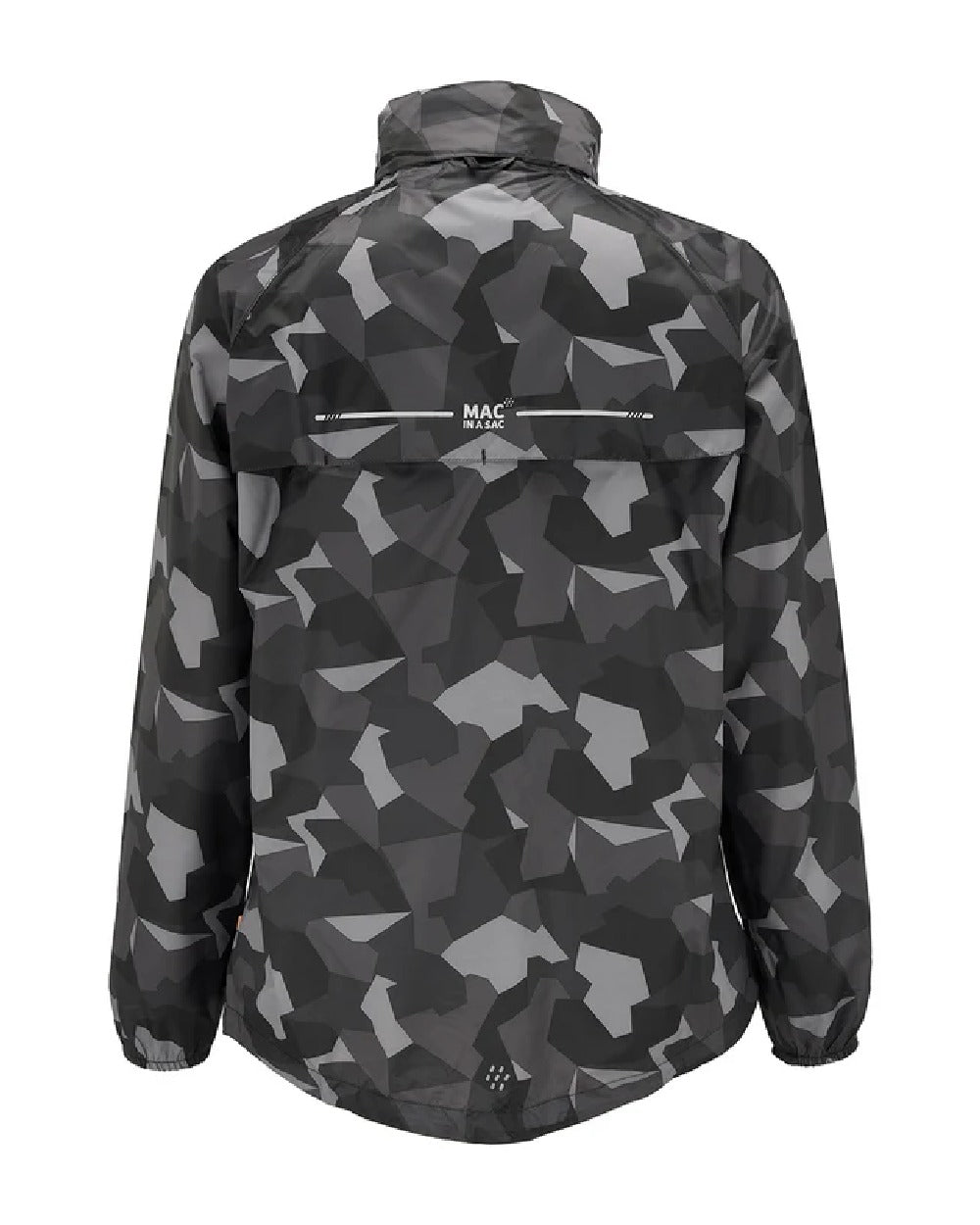 Black Camo coloured Mac In A Sac Packable Origin Camo Waterproof Jacket on white background 