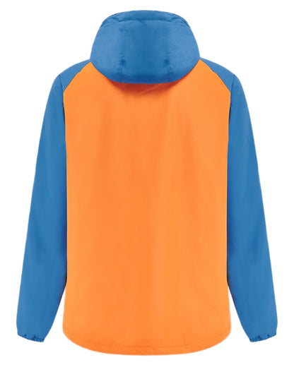 Blue Burnt Orange coloured Mac In A Sac Nomad Waterproof Half Zip Jacket on white background 