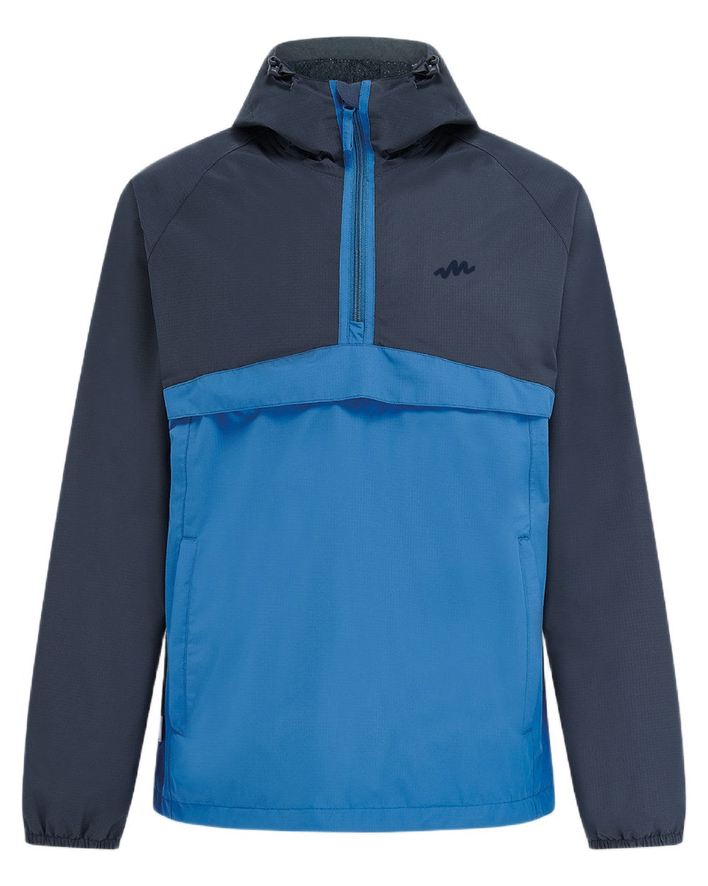 Navy Blue coloured Mac In A Sac Nomad Waterproof Half Zip Jacket on white background 