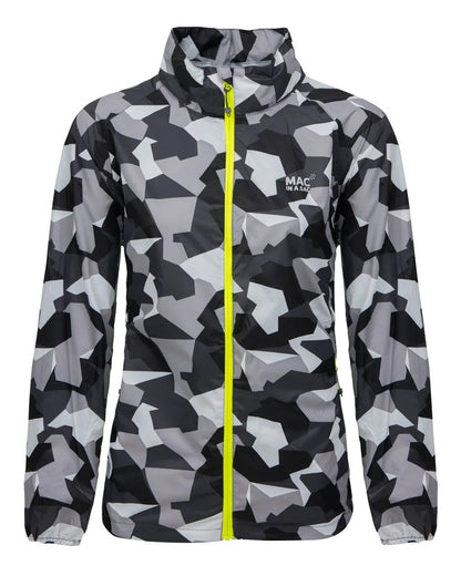 White Camo coloured Mac In A Sac Packable Origin Camo Waterproof Jacket on white background 