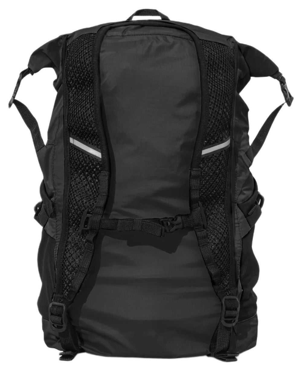Jet Black coloured Mac In A Sac Travelite Packable Waterproof Backpack on white background 