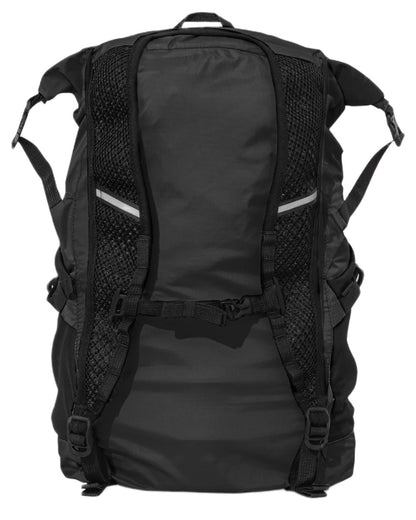 Jet Black coloured Mac In A Sac Travelite Packable Waterproof Backpack on white background 