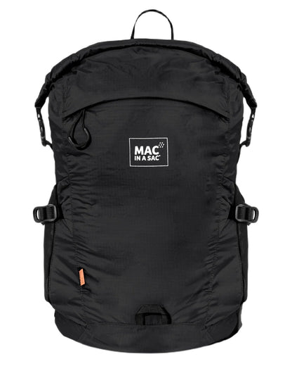 Jet Black coloured Mac In A Sac Travelite Packable Waterproof Backpack on white background 