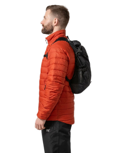 Jet Black coloured Mac In A Sac Travelite Packable Waterproof Backpack on white background 
