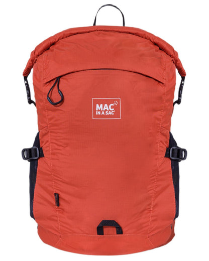 Burnt Orange coloured Mac In A Sac Travelite Packable Waterproof Backpack on white background 
