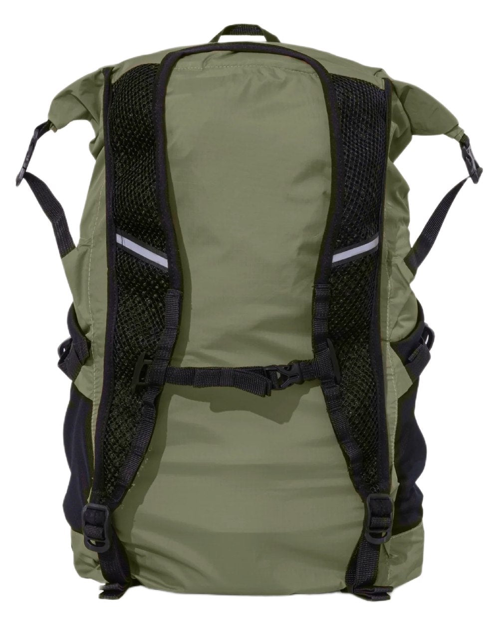 Khaki coloured Mac In A Sac Travelite Packable Waterproof Backpack on white background 