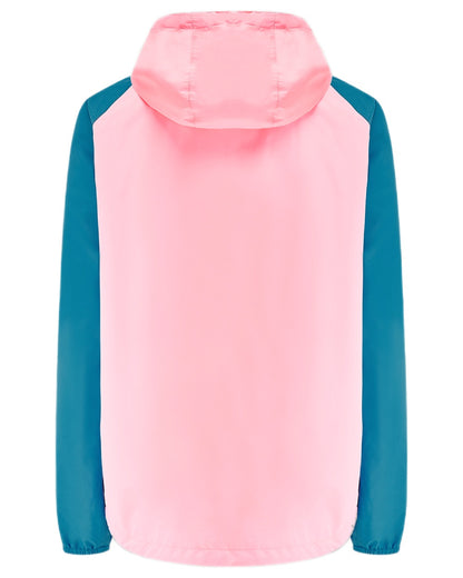 Teal Pink coloured Mac In A Sac Womens Nomad Waterproof Half Zip Jacket on white background 