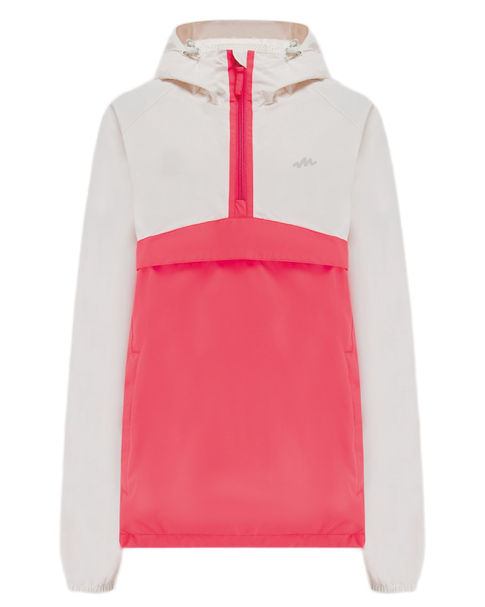 Ivory Poppy coloured Mac In A Sac Womens Nomad Waterproof Half Zip Jacket on white background 