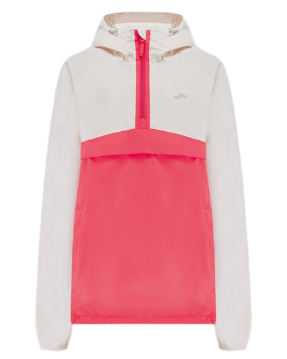 Ivory Poppy coloured Mac In A Sac Womens Nomad Waterproof Half Zip Jacket on white background 