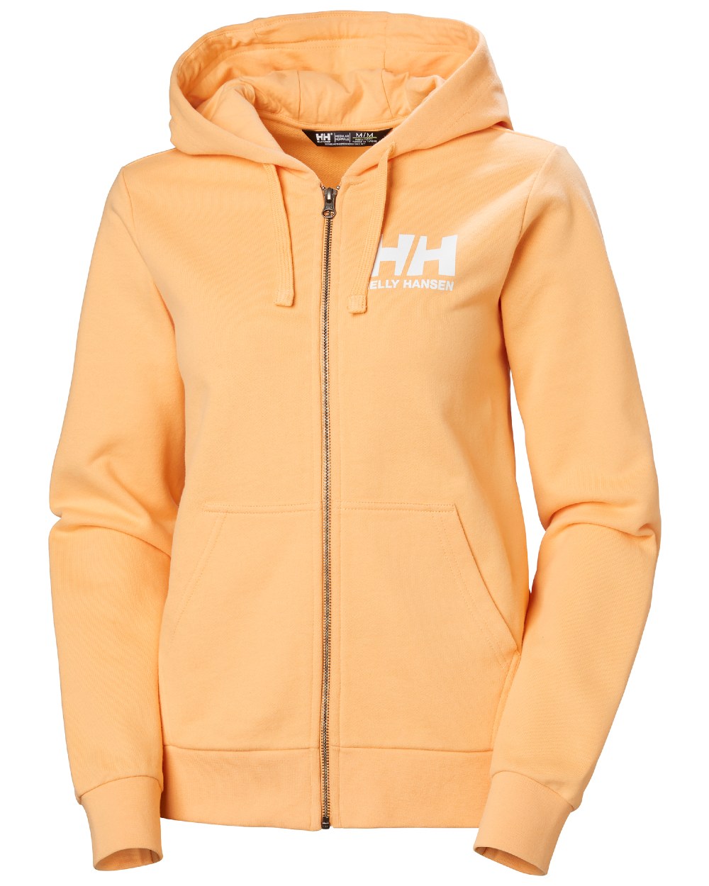 Miami Peach coloured Helly Hansen Womens HH Logo Full Zip Hoodie on a white background 