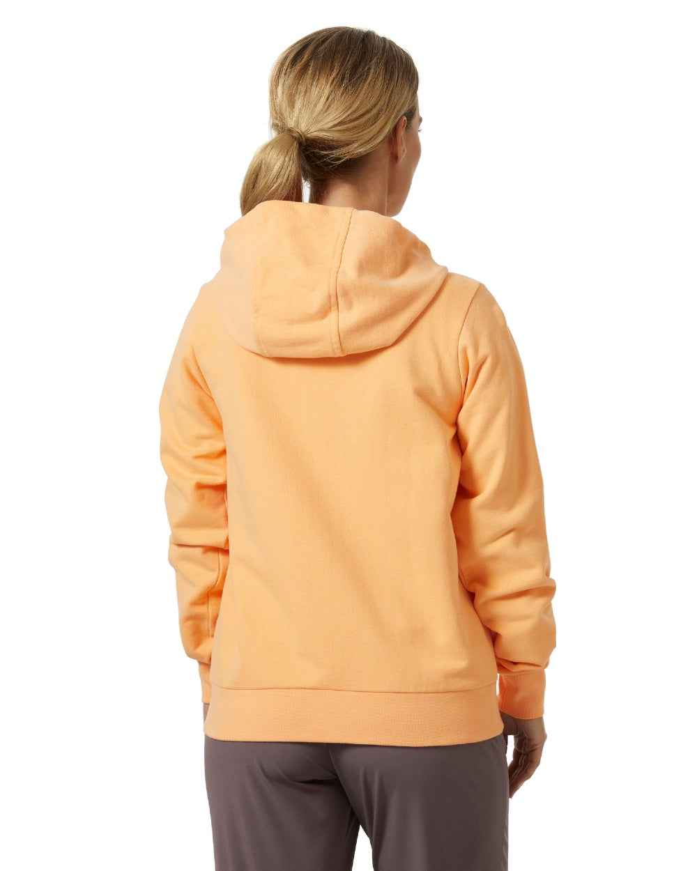 Miami Peach coloured Helly Hansen Womens HH Logo Full Zip Hoodie on a white background 