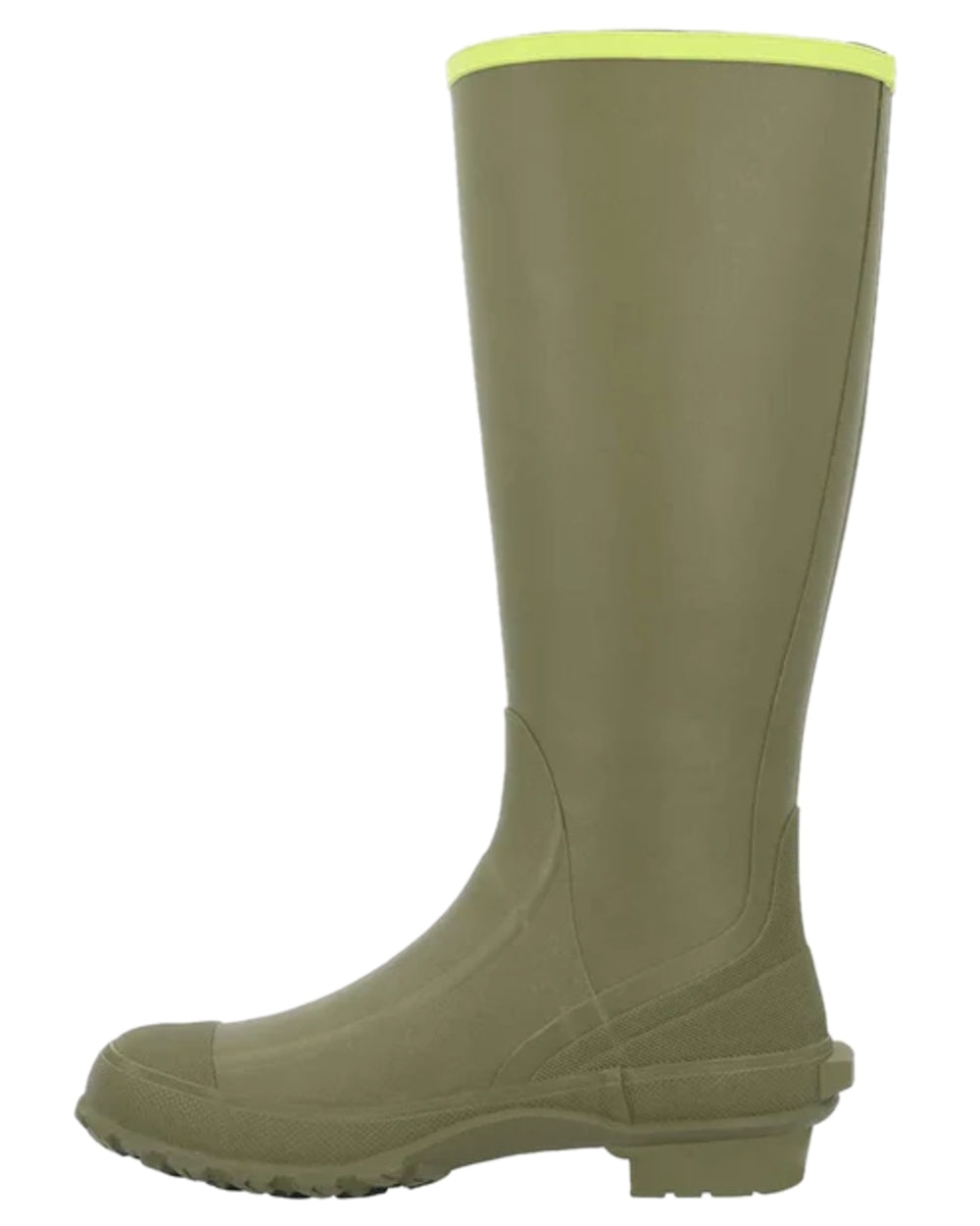 Olive Lime Green Coloured Muck Boots Harvester Tall Boots on white background 