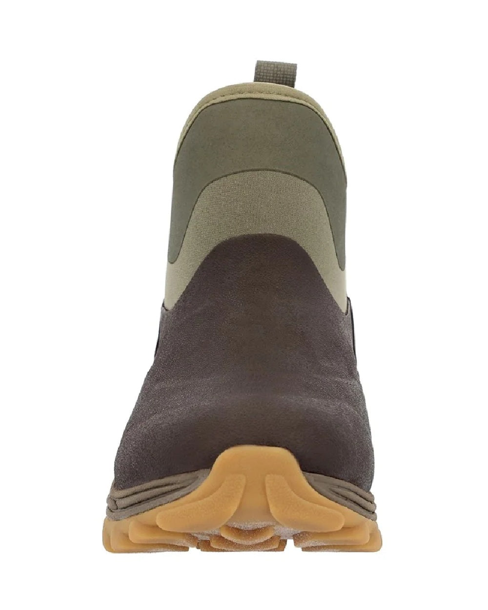 Dark Brown Olive Coloured Muck Boots Womens Arctic Sport II Ankle Boots on white background 
