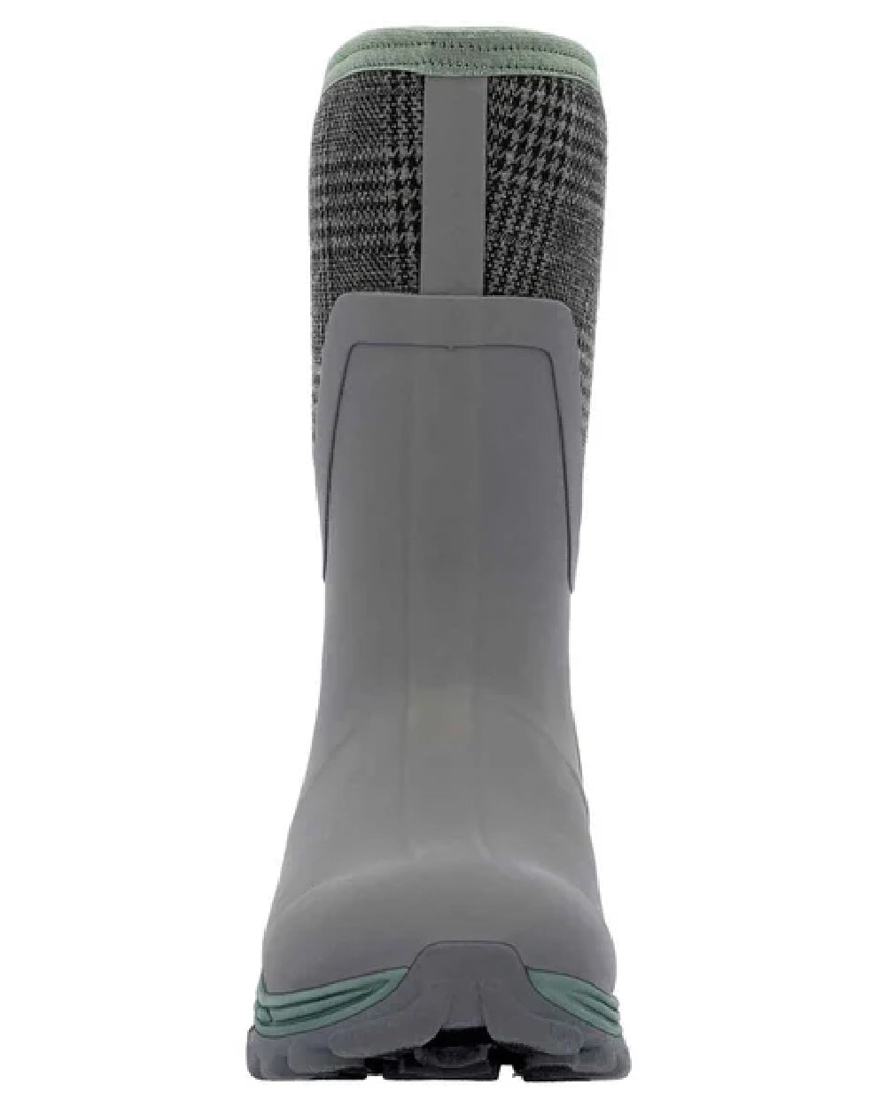 Grey Plaid Print Coloured Muck Boots Womens Arctic Sport II Mid Wellingtons on white background 