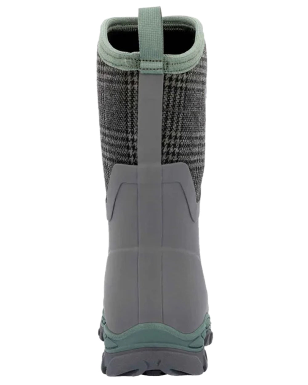 Grey Plaid Print Coloured Muck Boots Womens Arctic Sport II Mid Wellingtons on white background 