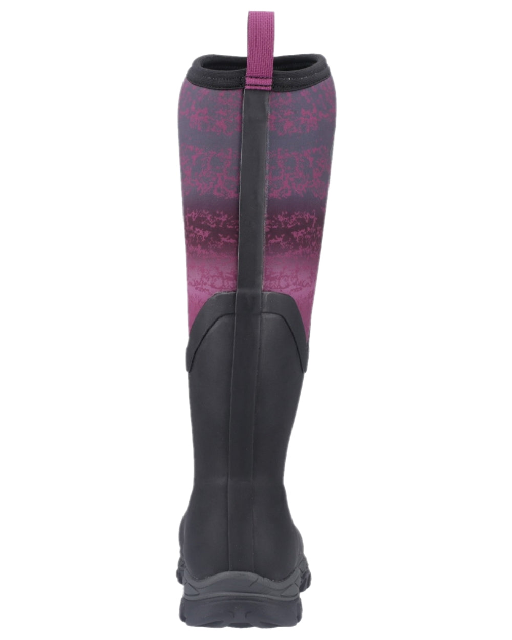 Magenta Digi Fade Print Coloured Muck Boots Womens Arctic Sport II Tall Wellingtons on white background 