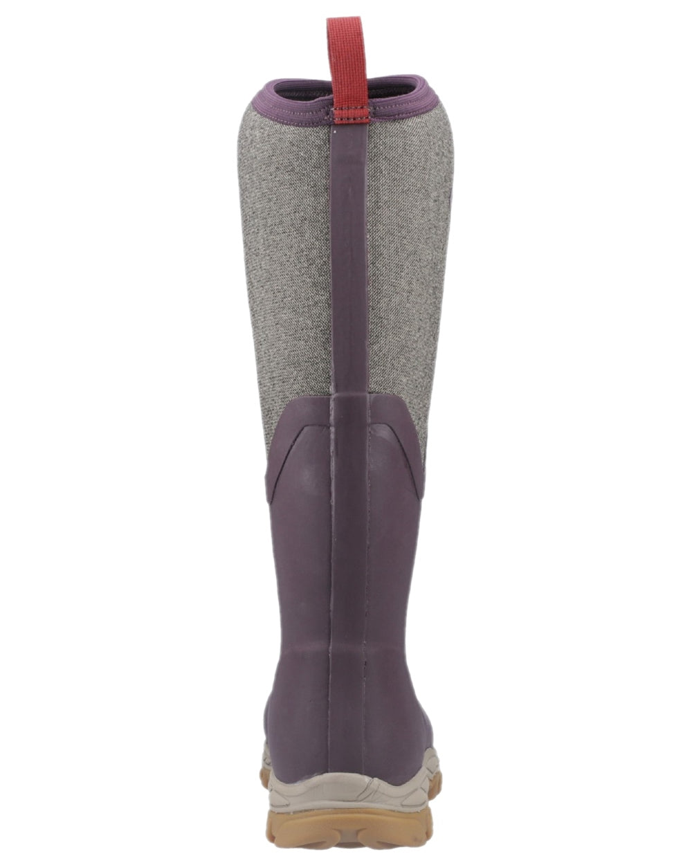 Wine Herringbone Print Coloured Muck Boots Womens Arctic Sport II Tall Wellingtons on white background 