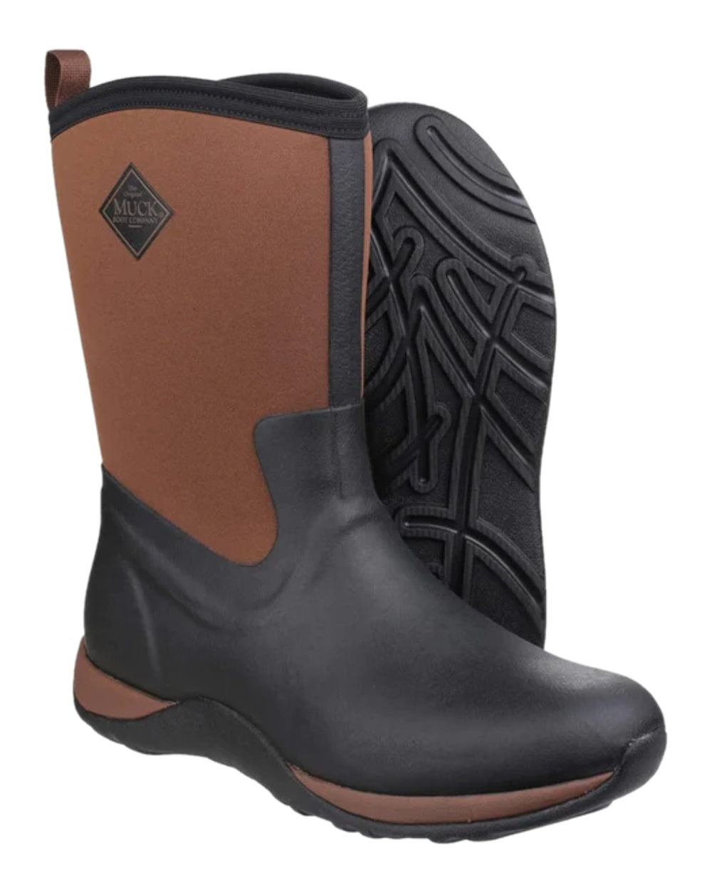 Tan Coloured Muck Boots Womens Arctic Weekend Mid Wellingtons on white background 