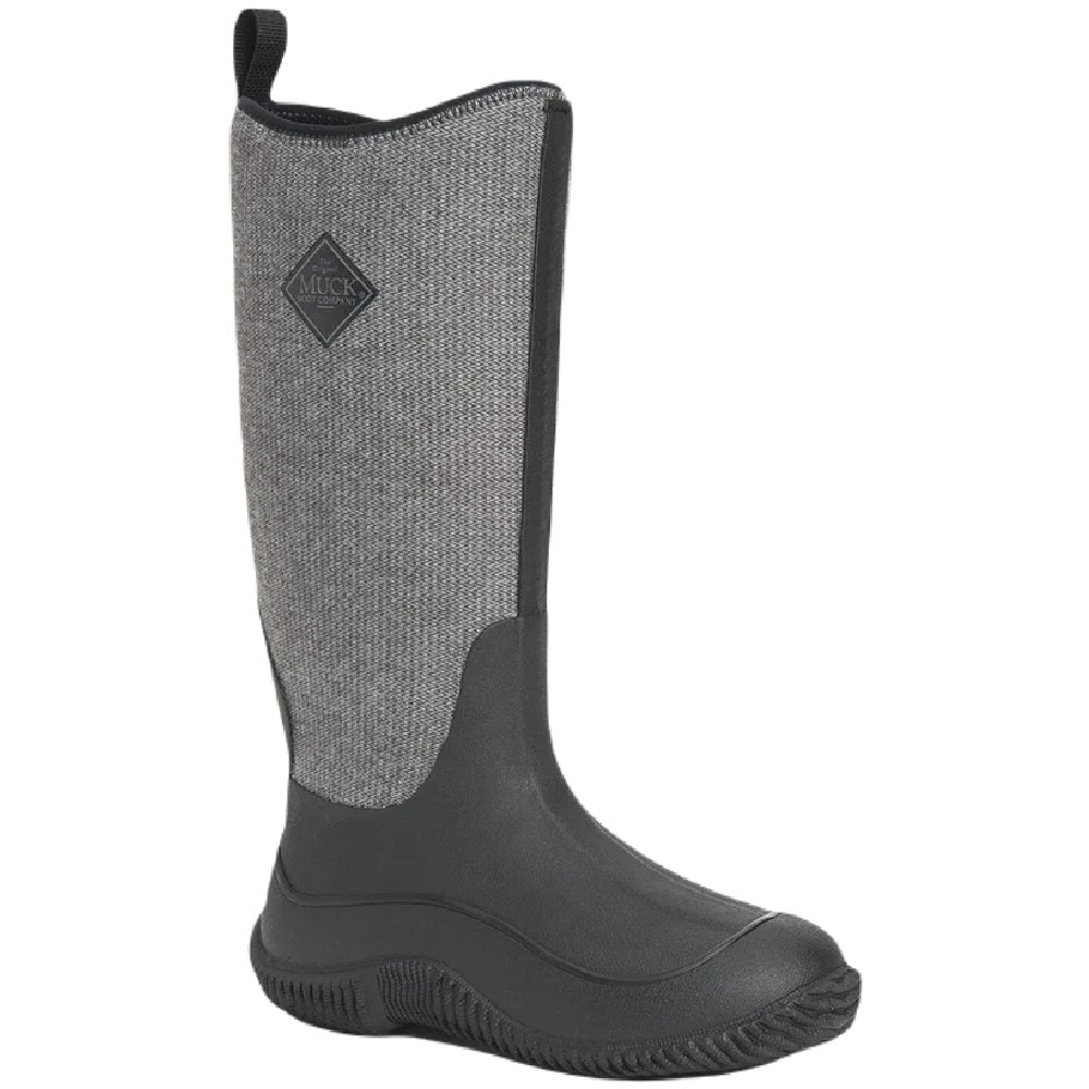 Muck Boots Womens Hale Wellingtons in Black with Fuzzy Herringbone 