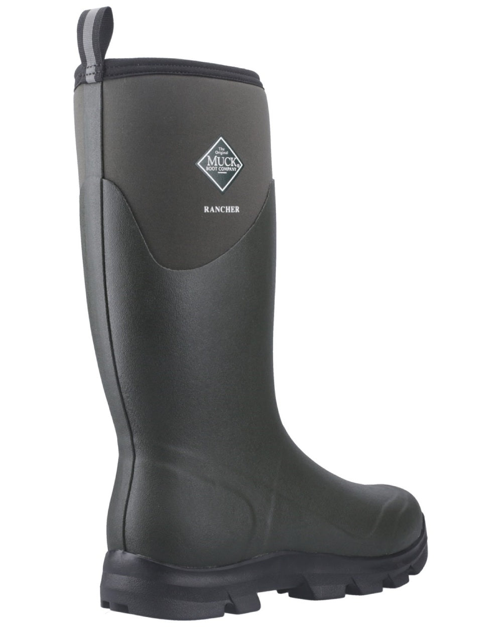 Olive coloured Muck Boots Mens Muck Rancher Tall Boots on white background 