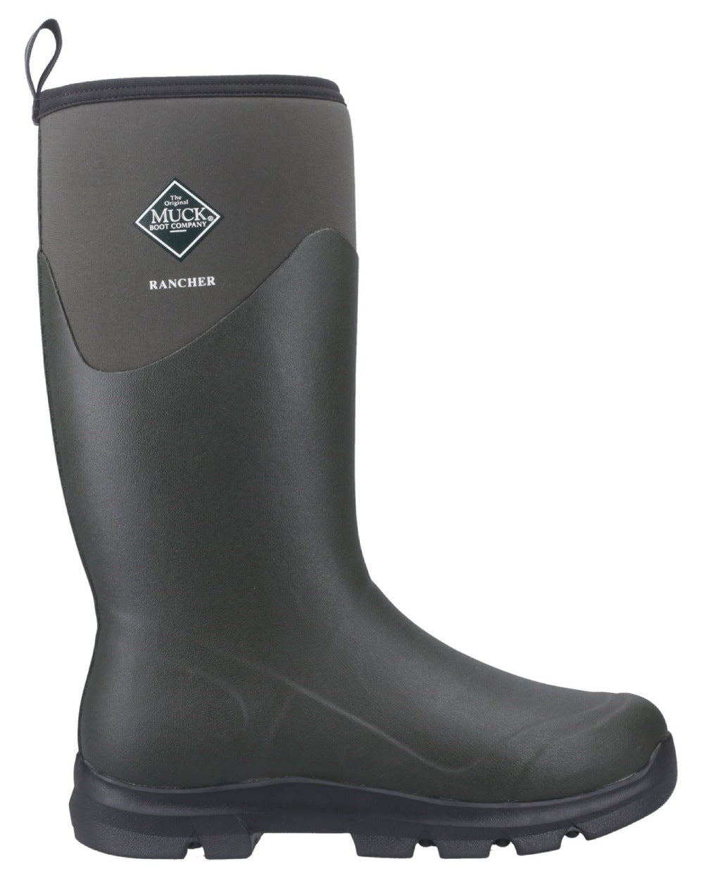 Olive coloured Muck Boots Mens Muck Rancher Tall Boots on white background 