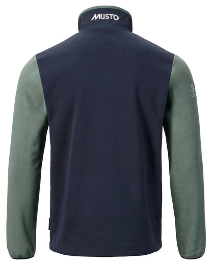 Navy Duck Green Coloured Musto 64 Fleece Pullover On A White Background 