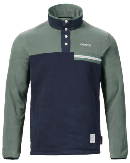 Navy Duck Green Coloured Musto 64 Fleece Pullover On A White Background 