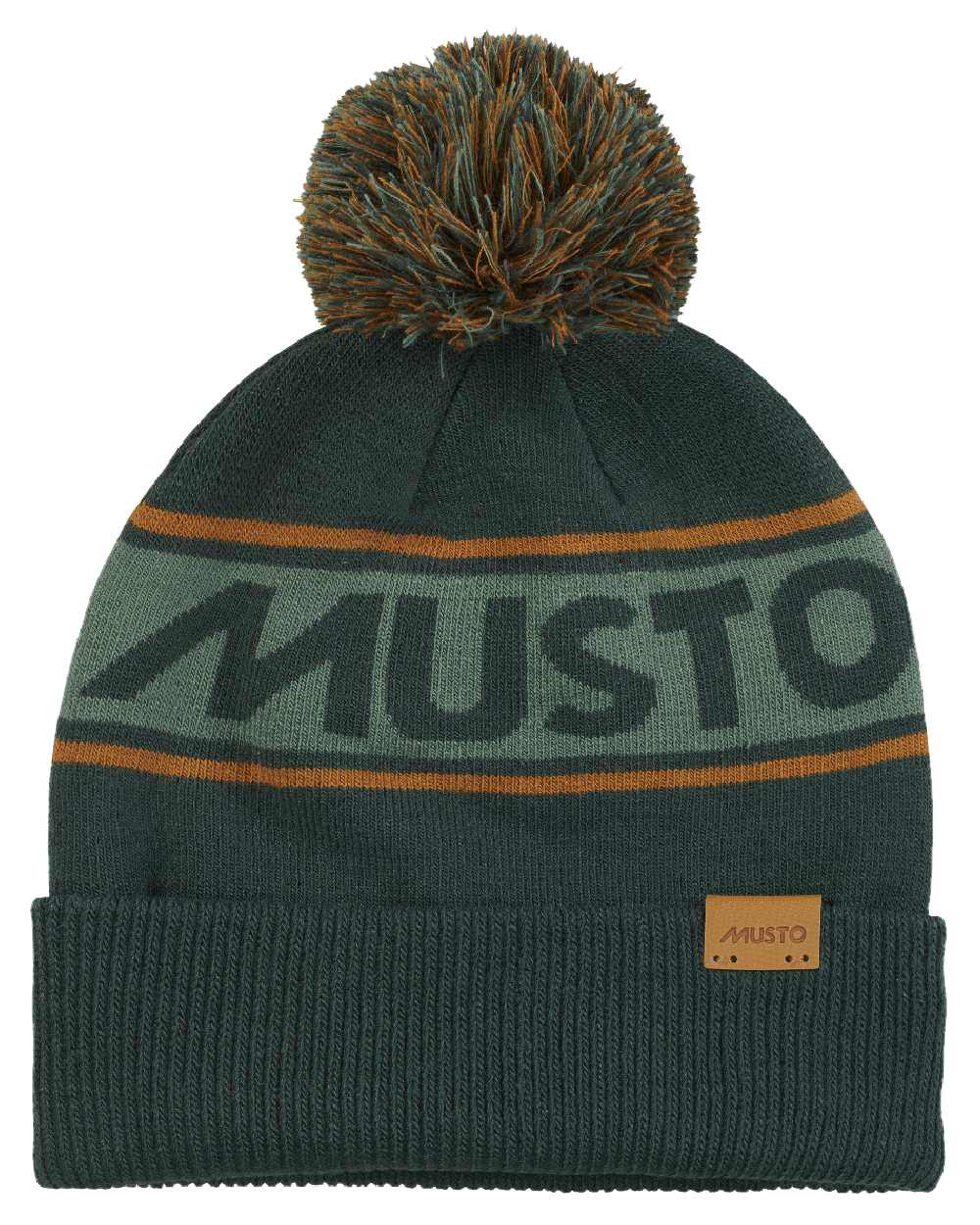 Darkest Spruce Coloured Musto Bobble Hat on white background 