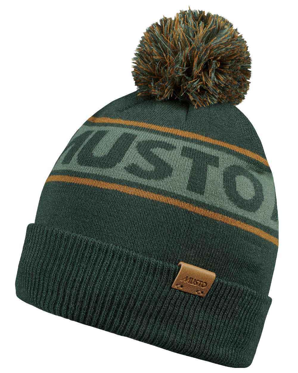 Darkest Spruce Coloured Musto Bobble Hat on white background 