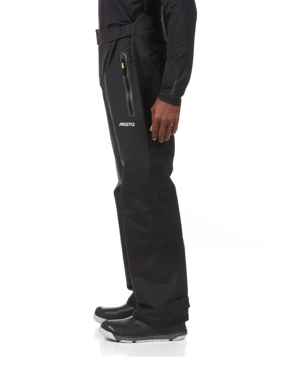 Black coloured Musto Br1 Solent Hi-Back Trouser on white background 