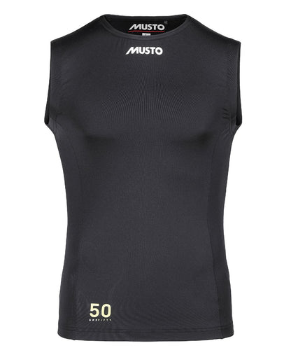 Black coloured  Musto Championship Rash Bib on white background 